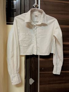 Cropped White Button-Up Shirt