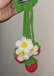 Crochet Strawberry Flower Hair Clip
