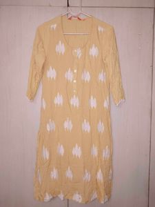 Yellow Straight A-line Kurti For Women