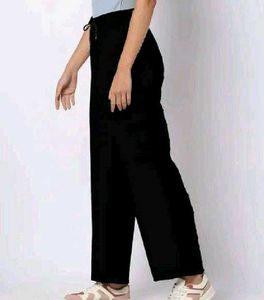 Black Wide-Leg Drawstring Pants