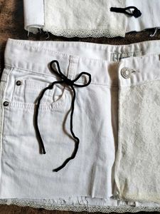 White Denim Lace Skirt