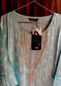 Soothing Aqua Blue Printed Kurta By SOCH
