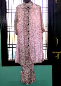 Brand New Long Marbel Effect Pink Co-ard Set