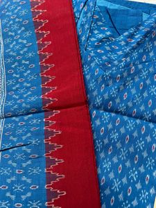 Cotton Blue Print Kurta With Dupatta