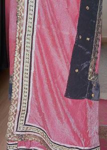 Pink Velvet Saree