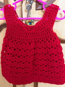 Red Hand-Knitted Top