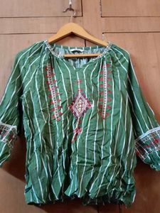 Striped Embroidered Top