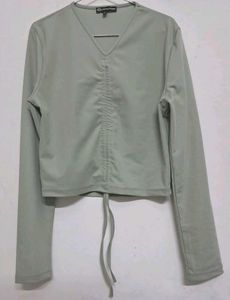 Mint Green Ruched Long Sleeve Top