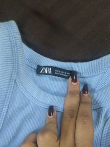 Blue Sleeveless Zara Dress Aesthetic pinterest