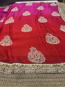 Elegant Pink &amp; Red Saree