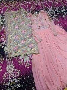 Beautiful pink Gawn And Gorgeous Dupatta
