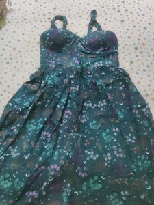 Mini Floral Green Stripped Dress