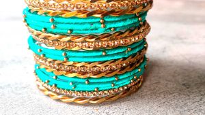 Teal &amp; Gold Bangle Set