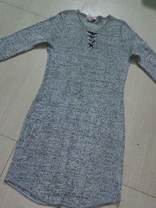 Grey Long Sleeve Mini Dress