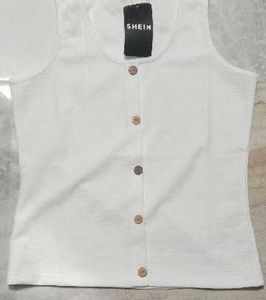 White Button Tank Top