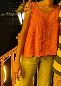 Chic Orange Tie-Strap Tank Top