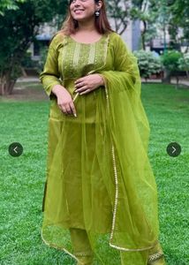 Green Embroidered Kurta Set