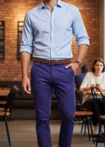 Blue Straight Leg Pants