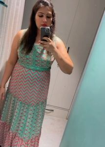 Mint & Pink Chevron Maxi Dress