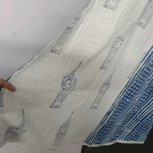 pure  cotton white n  blue kurti