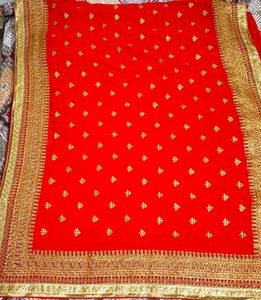 Red Embroidered Saree