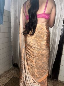 Peach Crepe Saree