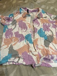 Rio Cat Print Crop Shirt