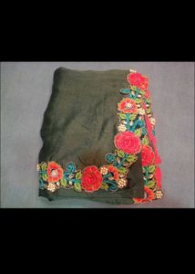 Embroidered Green Saree