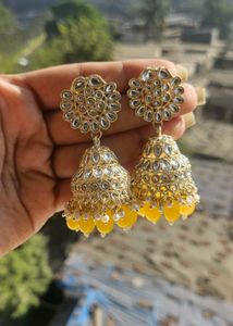 Yellow Jhumka Earrings