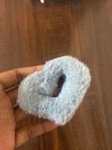 Blue Fuzzy Scrunchie