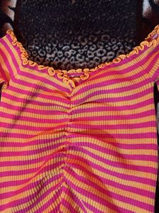 Off  Shoulder Striped knit top