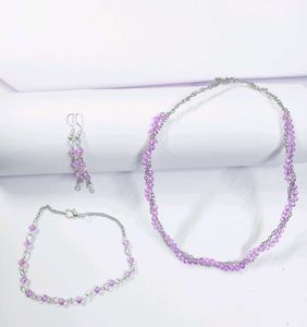 Handcrafted Jewelry Set with Purple Beads