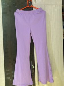 Purple Woven Ribbed Trouser