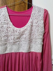 Pink Maxi Dress with Lace