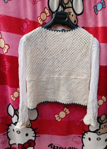 Crochet Knit 🎀 Top with Sleeves