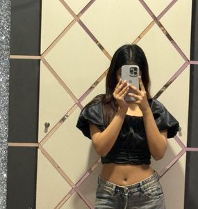 Black Off-Shoulder Crop Top