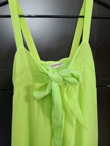 Lime Green Ombre Maxi Chiffon Dress+ cotton lining