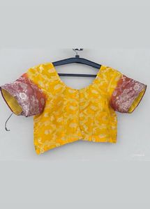 Yellow &amp; Burgundy Sari Blouse
