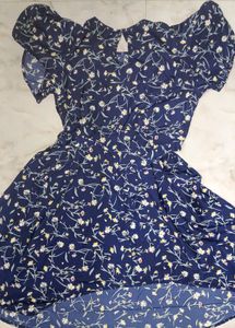 Floral Printed Navy Dress, M