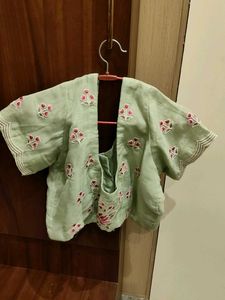 Embroidery Green Blouse