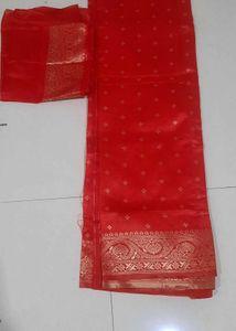 Red Banarasi Dress Material