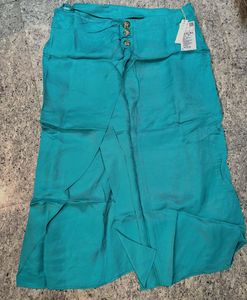 MANGO Teal  Skirt with Button Detail