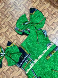 Green Printed full Dress