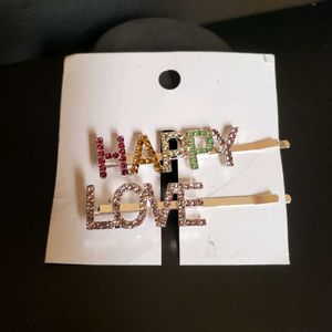 Happy & Love Dimond HairPins