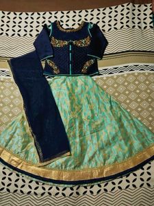 Sea Green and Navy Blue Lehanga