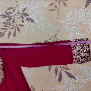 Red &amp; Gold Embroidered Salwar Kameez