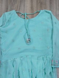Aqua Embroidered Anarkali Suit