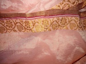 Peach Moslin Fabric Saree For Festival