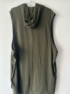 Olive Green Sleeveless Hoodie XL