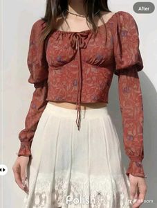 New With Tag Korean Floral Print Long Sleeve Top